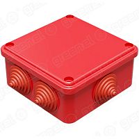 GE41234-06 Коробка распределительная наружного монтажа 100х100х50мм, IP55, 6 гермовводов (48шт), цвет - красный, ТМ GREENEL