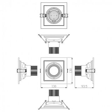 Б0049776 Светильник карданный встраиваемый ЭРА  SKD-11-36-40K-W09 9Вт 4000К 810Лм 130х130х100мм  - фотография 4