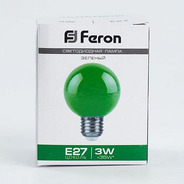 25907 Лампа светодиодная,  (3W) 230V E27 зеленый G60, LB-371  - фотография 4