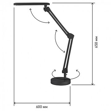 Б0008000 Настольный светильник ЭРА NLED-440-7W-BK светодиодный на струбцине и с основанием черный, Б0008000  - фотография 7