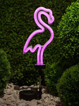 Б0044238 ERASF012-30 ЭРА Садовый неоновый светильник Фламинго на солнечной батарее (12/288)  - фотография 2