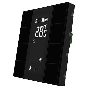 ITR340-3831 Выключатель / комнатный контроллер с ЖК-дисплеем iSwitch+ 8-кнопочный, встроенные датчики температуры, влажности, освещенности, качества воздуха, LED индикация, 2 унив. входа, с BCU, материал плексигласс, цвет черный  - фотография 4