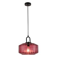 LSP-8846 Подвесной светильник, цвет основания - черный, плафон - стекло (цвет - красный), 1х60W E27