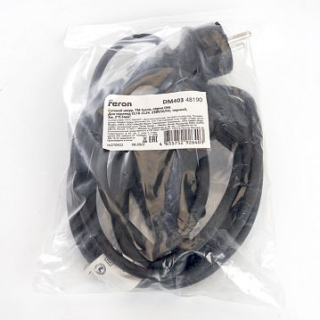 48190 Сетевой шнур для гирлянд 3м, 2*0,5мм2, IP44, черный, DM403  - фотография 2