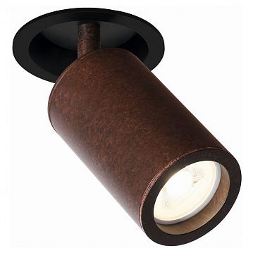 2804-1C Angularis врезной светильник D80*H175, 1*GU10*35W, excluded; врезной светильник с углубленной базой, поворотный плафон, сочетание черного цвета и цвета ржавчины