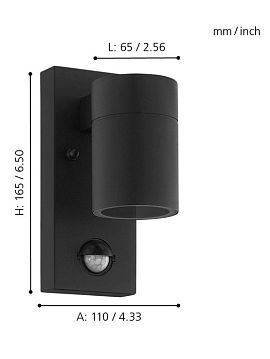 99571 99571 Уличный светод. настен. светильник RIGA 5 с датч. дв-я, 1х3W(GU10), H165, L65, А110, черный/cт  - фотография 4