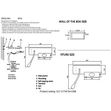 CLT 217W Qi+USB WH Бра Crystal Lux CLT 217W Qi+USB WH, CLT 217W Qi+USB WH  - фотография 7