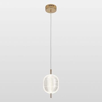 LSP-7142 Подвесной светильник, цвет основания - блестящее золото, плафон - акрил (цвет - прозрачный), 1х14W LED