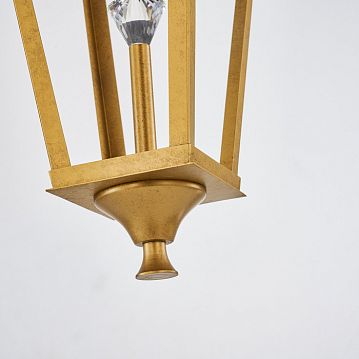 4003-1P Lampion подвес L160*W160*H445/1445, 1*GU10LED*5W, excluded; вытянутый каркас цвета античного золота, грани декоративного хрустального элемента эффектно переливаются в лучах света, лампу GU10 можно менять  - фотография 6