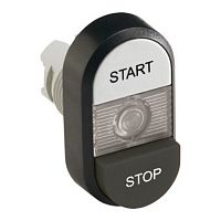 1SFA611148R1108 Кнопка двойная MPD19-11С (белая/черная-выступающая) прозрачная л инза с текстом (START/STOP)