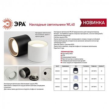 Б0054415 Светильник настенно-потолочный спот ЭРА WL40 WH GX53, белый, IP54  - фотография 2