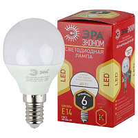 Б0020626 Лампочка светодиодная ЭРА RED LINE ECO LED P45-6W-827-E14 E14 / Е14 6Вт шар теплый белый свет