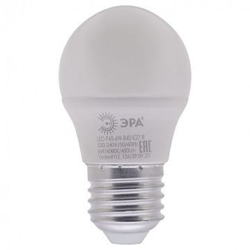 Б0049644 Лампочка светодиодная ЭРА RED LINE LED P45-6W-840-E27 R E27 / Е27 6Вт шар нейтральный белый свет  - фотография 3