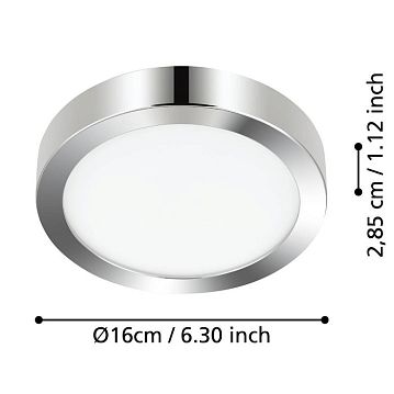 900639 900639 Накладной светильник FUEVA 5, 11W (LED), 3000K, IP44, Ø160, сталь, хром / пластик, белый  - фотография 4