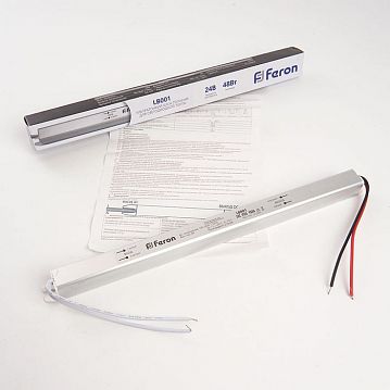 48013 Трансформатор электронный для светодиодной ленты 48W 24V ( ультратонкий драйвер), LB001 FERON  - фотография 5