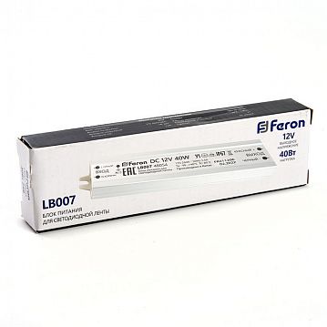 48054 Трансформатор электронный для светодиодной ленты 40W 12V IP67 (драйвер), LB007 FERON  - фотография 6