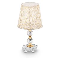 077734 QUEEN TL1 SMALL, настольная лампа, цвет арматуры - золото, декор - хрусталь, цвет абажура - золотистый, max 1 x 60W E27 / 230V, 077734