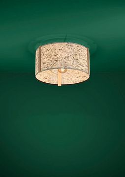 390322 390322 Потолочный светильник HONTONGAS, 1X25W (E27), ?400, дерево, сталь, коричневый, черный/текстиль декорированный соломой, бежевый, зеленый  - фотография 3