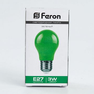 25922 Лампа светодиодная,  (3W) 230V E27 зеленый A50, LB-375  - фотография 4