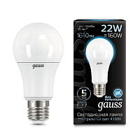 102502222 Лампа Gauss A70 22W 2000lm 4100K E27 LED 1/10/50