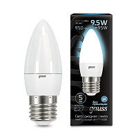 103102210 Лампа Gauss Свеча 9.5W 950lm 4100К E27 LED 1/10/100