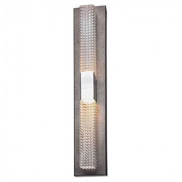 2082-2W Groove настенный светильник D95*W630*H120, 2*LED*4,8W, 864LM, 3000K, included; каркас окрашен в серебряный цвет с черной патиной, с элементами цвета хром, плафон из узорного стекла, 2082-2W