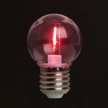 48933 Лампа светодиодная, (2W) 230V E27 красный G45 прозрачная, LB-383  - фотография 2