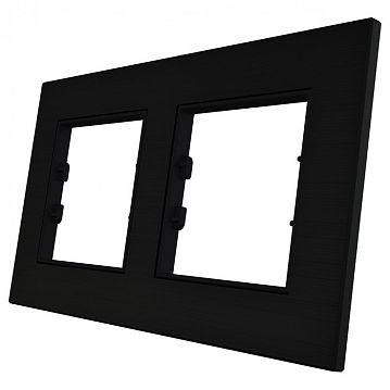 ITR702-0101 2 Gang - Black Aluminium Eloxal Matt Brushed Frame - Anthracite Plastic Interior Part  - фотография 2