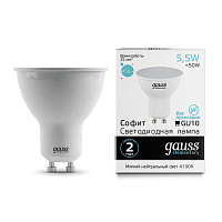 13626 Лампа Gauss Elementary MR16 5.5W 450lm 4100К GU10 LED 1/10/100