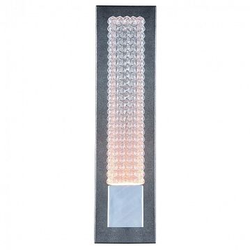 2082-1W Groove настенный светильник D95*W120*H355, 1*LED*4,8W, 432LM, 3000K, included; каркас окрашен в серебряный цвет с черной патиной, с элементами цвета хром, плафон из узорного стекла, 2082-1W  - фотография 2