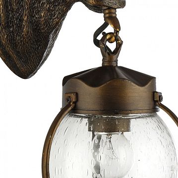 1847-1W Hunt уличный светильник D240*W360*H250, 1*E27*60W, IP44, excluded; темно-коричневый цвет каркаса, плафон из стекла с эффектом воздушных пузырьков  - фотография 3