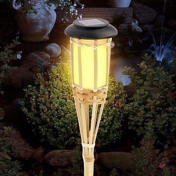 Б0053382 Светильник уличный ЭРА ERASF22-24 Факел бамбук на солнечных батареях садовый 56 см  - фотография 5