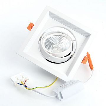 29773 Светильник карданный светодиодный 1x12W 1080 Lm, 4000К, 35 градусов, белый, AL201 с драйвером и клеммой в комплекте  - фотография 2