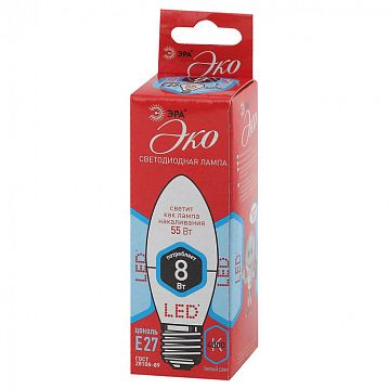 Б0030021 Лампочка светодиодная ЭРА RED LINE ECO LED B35-8W-840-E27 E27 / Е27 8Вт свеча нейтральный белый свет  - фотография 4