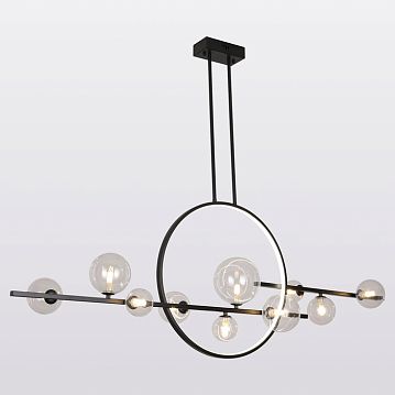 LSP-7073 Линейно-Подвесной светильник, цвет основания - черный, плафон - стекло (цвет - прозрачный), 11х25W G9+LED