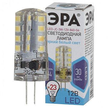Б0033194 Лампочка светодиодная ЭРА STD LED JC-3W-12V-840-G4 G4 3Вт капсула нейтральный белый свет