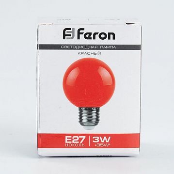 25905 Лампа светодиодная,  (3W) 230V E27 красный G60, LB-371  - фотография 4