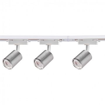 4021-3U Imago потолочный светильник L2010*W60*H152, 3*GU10LED*10W, IP20, excluded; каркас цвета серебра, в комплект трековой системы входят: 3 спота, шинопровод (2х1м) и коннектор, угол поворота до 170°, лампу GU10 можно менять  - фотография 2