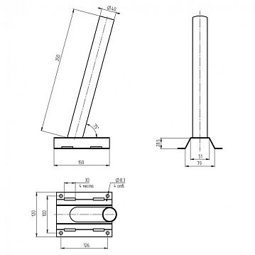 Б0047657 Кронштейн для уличного светильника ЭРА SPP-AC5-0-400-048 на столб под бандажную ленту 350mm d48mm  - фотография 4