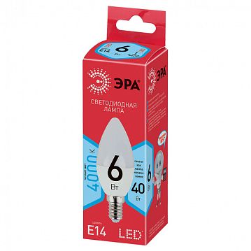 Б0020619 Лампочка светодиодная ЭРА RED LINE ECO LED B35-6W-840-E14 E14 / Е14 6Вт свеча нейтральный белый свет  - фотография 2