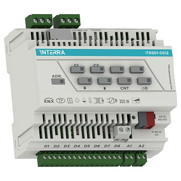 ITR501-0012 Универсальный диммер KNX, 2-канальный, 300/250 Вт на канал, 8 цифровых и 2 аналоговых входа, защита от перегрева и короткого замыкания, ручное управление, на DIN рейку  - фотография 3
