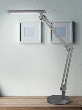 Б0008001 Настольный светильник ЭРА NLED-440-7W-S светодиодный на струбцине и с основанием серебро, Б0008001  - фотография 2