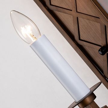 2878-1W Eques настенный светильник D165*W120*H600, 1*E14*40W, excluded; каркас коричневого цвета, белый декоративный цоколь, стилизованный под свечу, 2878-1W  - фотография 3