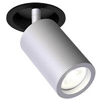 2803-1C Angularis врезной светильник D80*H175, 1*GU10*35W, excluded; врезной светильник с углубленной базой, поворотный плафон, сочетание серебряного и черного цветов каркаса