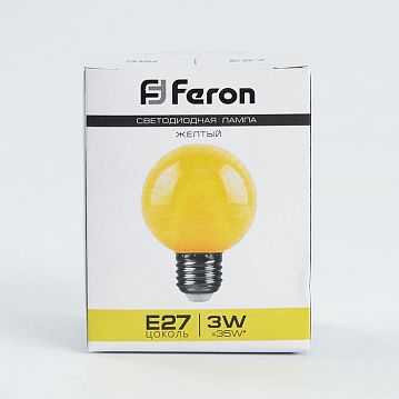 25904 Лампа светодиодная,  (3W) 230V E27 желтый G60, LB-371  - фотография 4