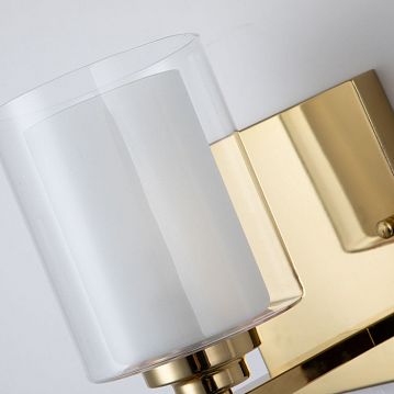 2963-1W Plexus настенный светильник D150*W235*H270, 1*E27*40W, excluded; каркас золотого цвета, внутренний плафон из белого стекла, внешний плафон из прозрачного стекла, 2963-1W  - фотография 6