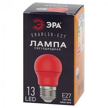 Б0049580 Лампочка светодиодная ЭРА STD ERARL50-E27 E27 / Е27 3Вт груша красный для белт-лайт  - фотография 2