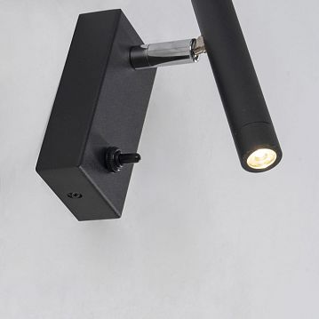 2121-1W Cornetta настенный светильник D100*W50*H115, 1*LED*3W, 240LM, 3000K, included, switch; черный цвет каркаса, регулируемый угол наклона плафона, выключатель, 2121-1W  - фотография 4