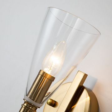 2968-1W Lyra настенный светильник D170*W120*H375, 1*E14*40W, excluded; каркас бронзового цвета, плафон из прозрачного стекла, декоративный элемент из прозрачного хрусталя, 2968-1W  - фотография 4