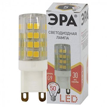 Б0027863 Лампочка светодиодная ЭРА STD LED JCD-5W-CER-827-G9 G9 5Вт керамика капсула теплый белый свет